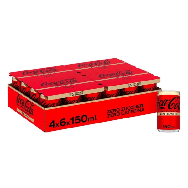 Coca Cola Mini Lattina Zero zuccheri e zero Caffeina 15 cl X 6 pz (4 confezioni)